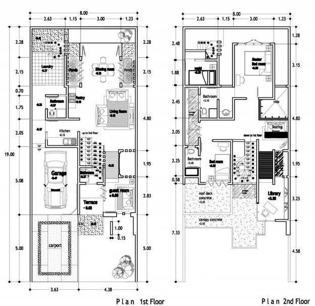 denah rumah minimalis 2 lantai